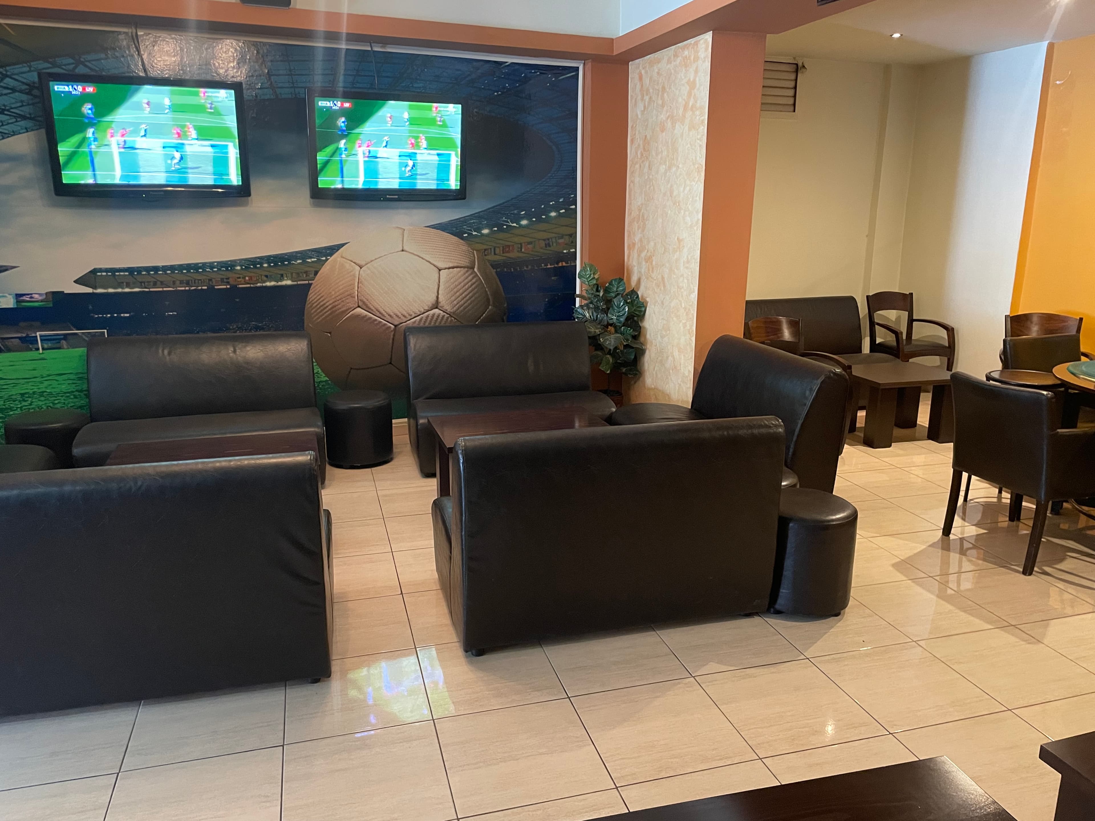 Comfortable seating with stadium view